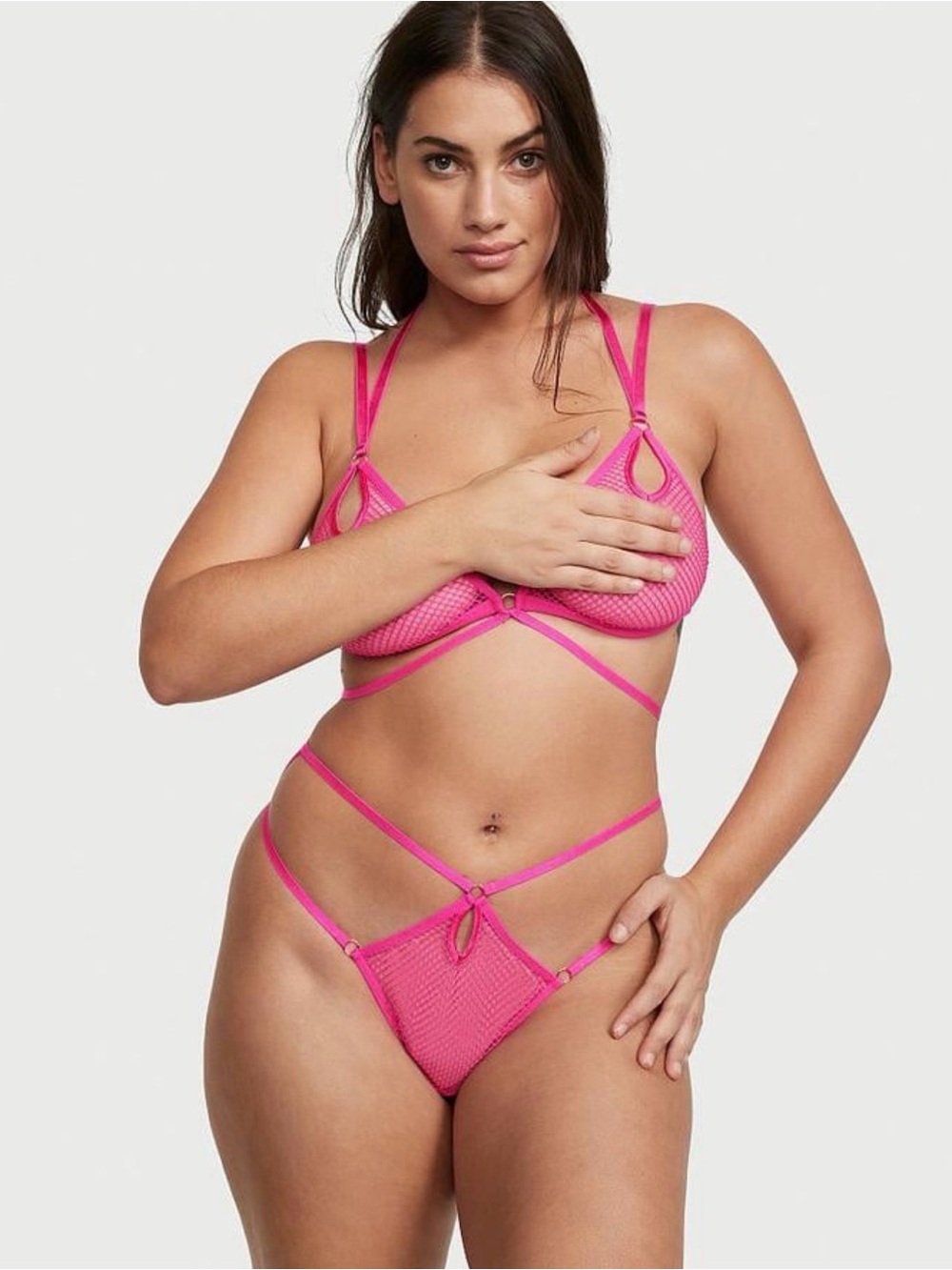 Victoria's Secret  Very SexyFishnet Mesh Unlined Strappy Teddy